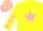 Silk - YELLOW, pink star, pink stars on sleeves, pink cap, yellow stars