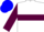 Silk - White, Maroon and Blue Emblem, Maroon Hoop on Sleeves, White and Blue Cap