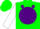 Silk - Green, Green 'JFN' on Purple disc, Purple spots on White Sleeves, Green Cap