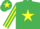 Silk - Emerald Green, Yellow star, striped sleeves and star on cap