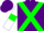 Silk - Purple, Green cross belts, Green Bars on White Sleeves, Pu