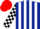 Silk - Dark Blue and White stripes, Black and White check sleeves, Red cap