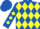 Silk - Royal Blue, Yellow Circled 'JL', Yellow Diamonds on