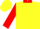 Silk - Yellow, red & black Flame, red collar, yellow band on red sleeves