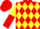 Silk - Red and Yellow Diamonds, Yellow and Red Halved