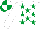 Silk - WHITE, emerald green stars, white sleeves, quartered cap