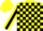 Silk - Yellow, black horse, black blocks, black stripe on sleeves, yellow cap