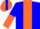 Silk - Blue, burnt orange panel, blue and burnt orange halved sleeves, bl