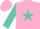 Silk - HOT PINK, black 'KL' on turquoise star, turquoise bars on sleeves, hot pink