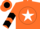 Silk - ORANGE, black 'JDB' on orange star on white disc, black chevrons on sleeves, oran