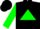 Silk - BLACK, green triangle, black bars on green sleeves, green and black cap