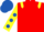 Silk - RED, yellow epaulettes, yellow sleeves, royal blue spots, royal blue cap