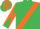 Silk - EMERALD GREEN, orange sash, diabolo on sleeves, striped cap