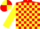 Silk - RED & YELLOW CHECK, yellow sleeves, quartered cap