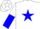 Silk - White, Blue Star, White and Blue Halved Sleeves, Blue C