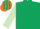 Silk - DARK GREEN, light green sleeves, dark green & orange striped cap