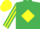Silk - Emerald Green, Yellow diamond, Striped sleeves, Yellow cap