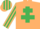 Silk - Beige, Emerald Green Cross of Lorraine, striped sleeves and cap