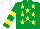 Silk - Emerald Green, Yellow stars, hooped sleeves, White cap