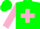 Silk - Hunter Green, Pink Cross, Pink Bars on Sleeves, Green Cap