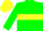 Silk - Green, yellow hoop, yellow hoop on green sleeves, yellow cap