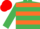 Silk - EMERALD GREEN, ORANGE HOOPS, Red cap