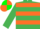 Silk - EMERALD GREEN, ORANGE HOOPS, green and orange quartered cap