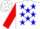Silk - White, blue stars, red bars on sleeves, blue star on wh