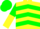 Silk - Yellow, green chevrons, green and yellow halved sleeves, yellow and green cap