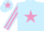 Silk - Light Blue, Mauve star, striped sleeves and star on cap