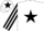 Silk - White, Black star, Black and White striped sleeves, White cap, Black star