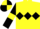 Silk - Yellow, Black triple diamond, Black sleeves, Yellow armlets, quartered cap