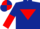 Silk - DARK BLUE, red inverted triangle, halved sleeves, quartered cap
