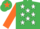 Silk - Emerald Green, White stars, Orange sleeves, Emerald Green cap, Orange star