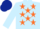 Silk - Light Blue, Orange stars, Light Blue sleeves, Dark Blue cap