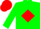 Silk - Green, white 'A' on red diamond, red cap