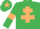 Silk - Emerald Green, Beige Cross of Lorraine, armlets and star on cap