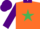 Silk - Orange, Emerald Green Star, Purple Collar, Purple Sleeves and Cap
