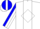 Silk - White, blue 'WATTS RACING' & horse emblem on back, white diamond stripe on