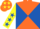 Silk - Orange and Royal Blue diabolo, Yellow sleeves, Royal Blue stars and cap