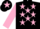 Silk - Black, Pink stars, sleeves and star on cap