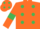 Silk - Orange, Emerald Green spots, armlets and spots on cap