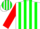 Silk - White, Green Circled 'GR', Multi-Colored Stripes on Red Sleeves