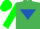 Silk - EMERALD GREEN, royal blue inverted triangle, em. green sleeves & cap