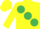 Silk - YELLOW, large emerald green spots, emerald green armlet, yellow cap