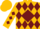 Silk - Gold, Burgundy Emblem (Diamond V), Burgundy Diamonds on Sleeve