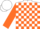 Silk - White, orange 'Q', orange blocks on sleeves, white cap