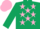 Silk - Dark green, pink stars, pink cap