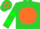 Silk - Lime Green, Orange disc,Green 'L', Orange Sleeves, Two Green Hoop