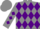 Silk - Grey, Purple 'JJ' in Triangular Frame, Purple Diamonds on Sleeve